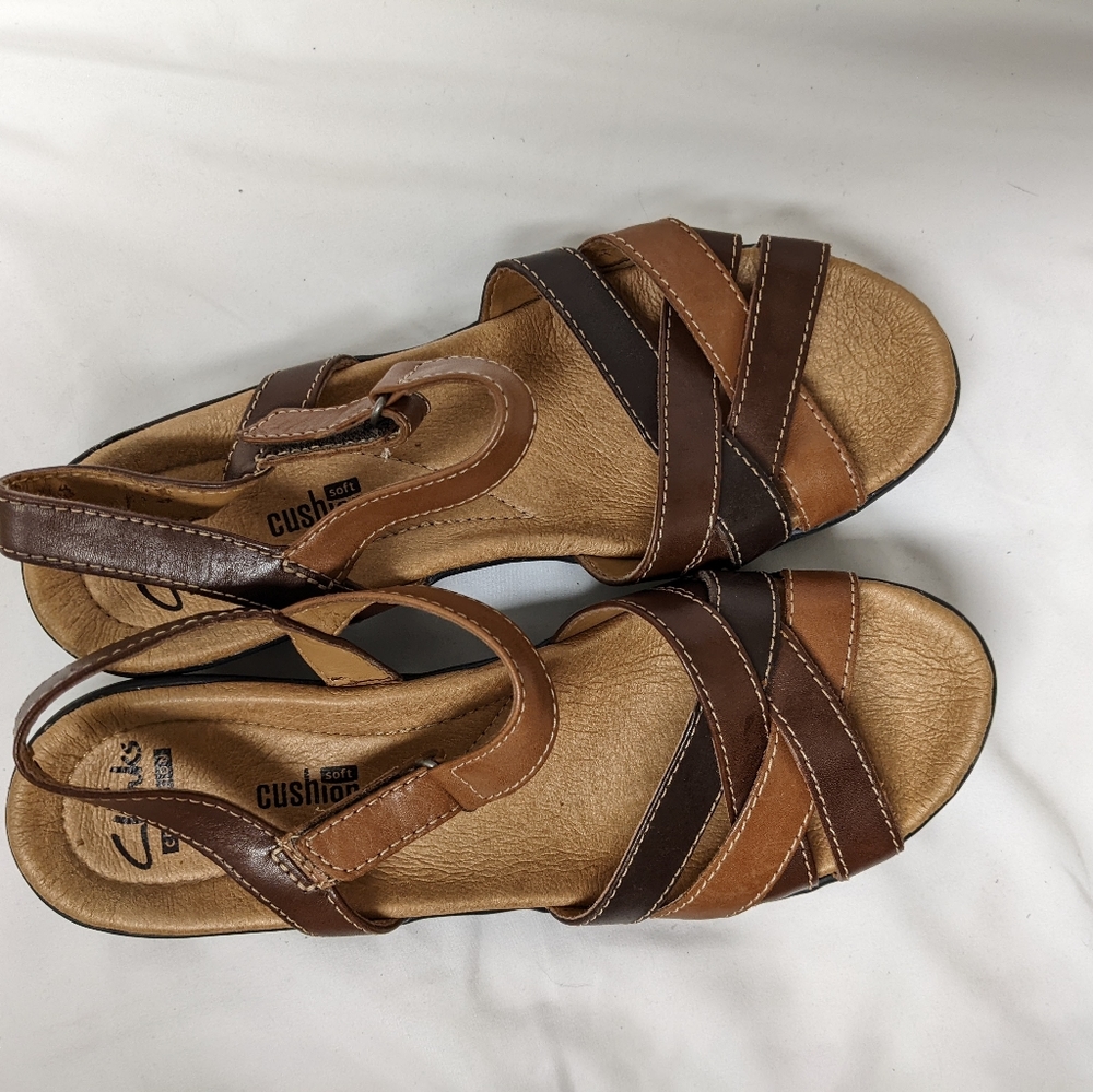 Clark's brown leather strappy sandals